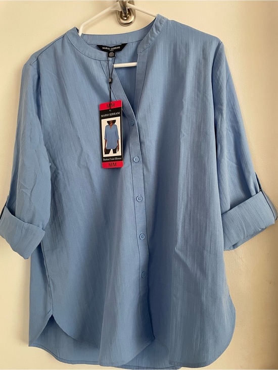 Mario Serrani Tops - Mario Serrani Sky Blue Casual Button-Down Shirt
